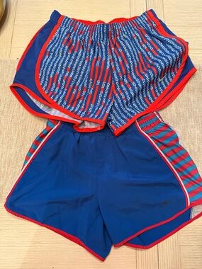 Nike Women's Blue and Red Athletic Shorts Duo